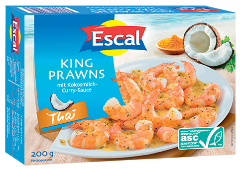 King Prawns Thai, ASC-zertifiziert, Mit Kokosmilch-Curry-Sauce, roh