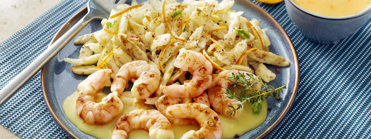 King Prawns mit Orangen Sauce