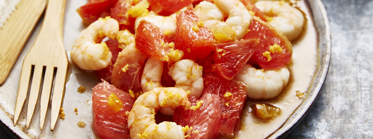 Garnelen Salat mit Grapefruit