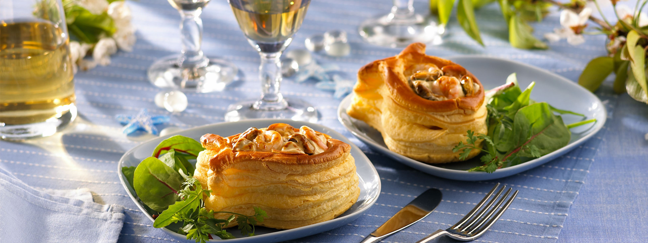 Meeresfrüchte in Blätterteig