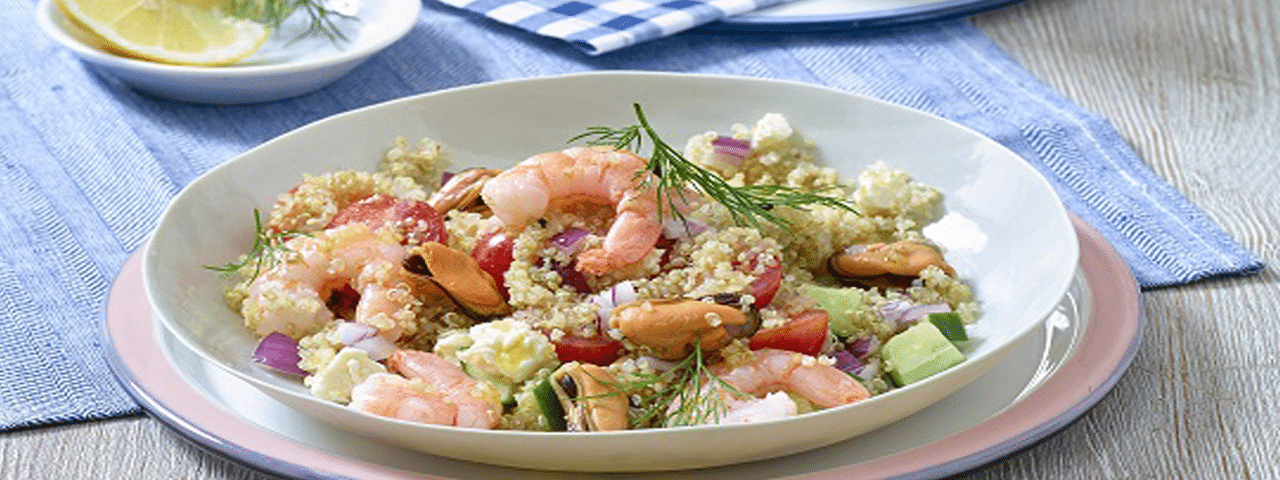 Quinoa Garnelen-Muschel Salat