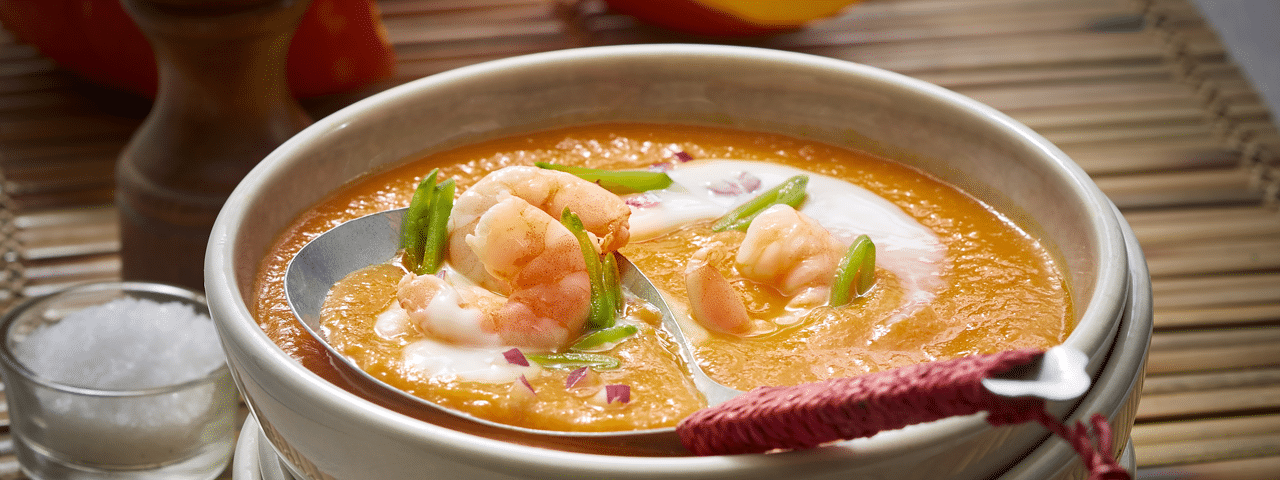 Cremige Kürbis-Garnelen-Suppe – Escal Seafood