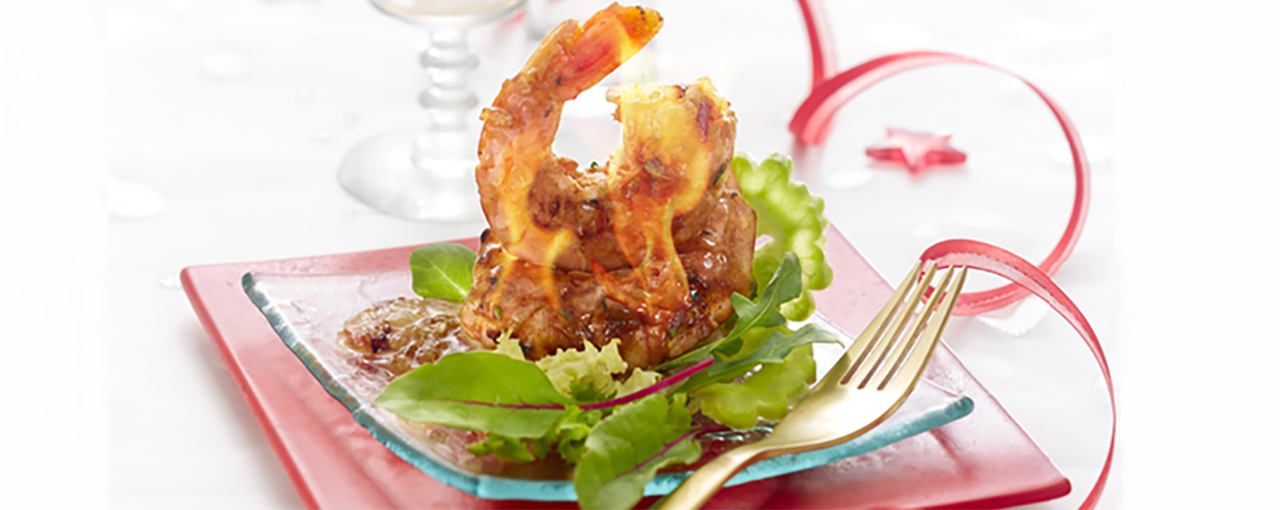 Flambierte King Prawns