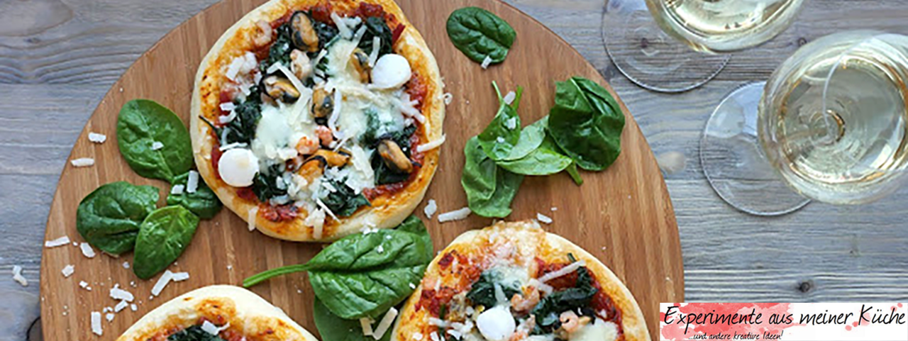Mini-Pizzen mit Meeresfrüchten