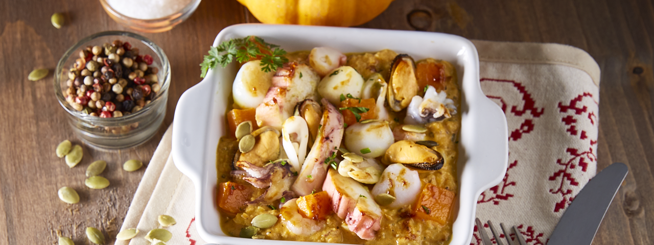 Meeresfrüchte-Kürbis-Gratin