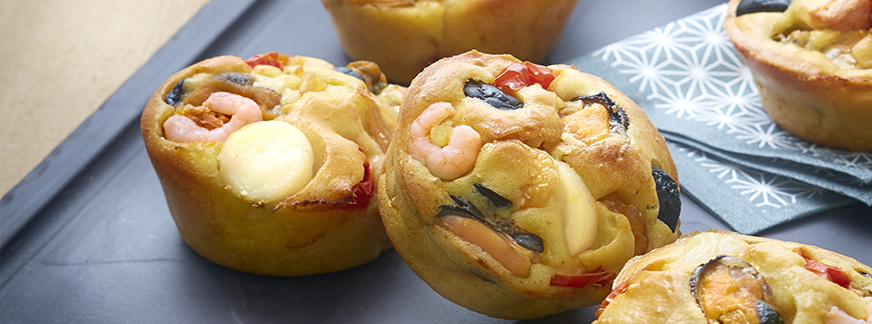 Mini Muffins mit Meeresfrüchten und Oliven