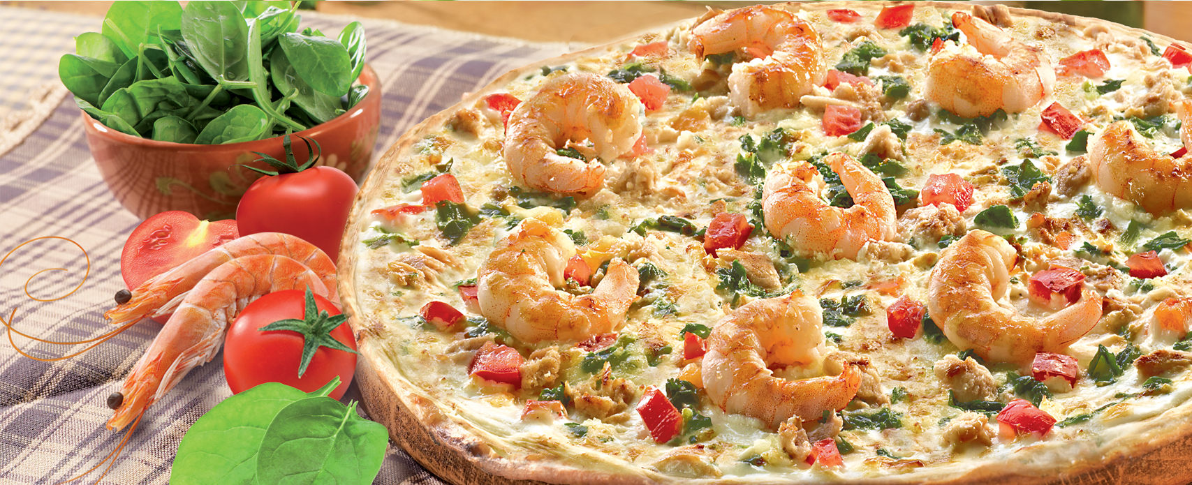 Flammkuchen mit Garnelen