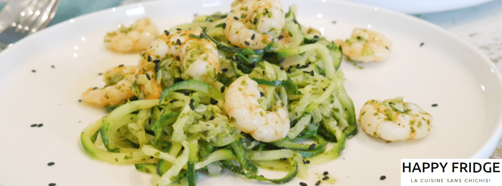 Zucchini-Spaghetti mit Garnelen