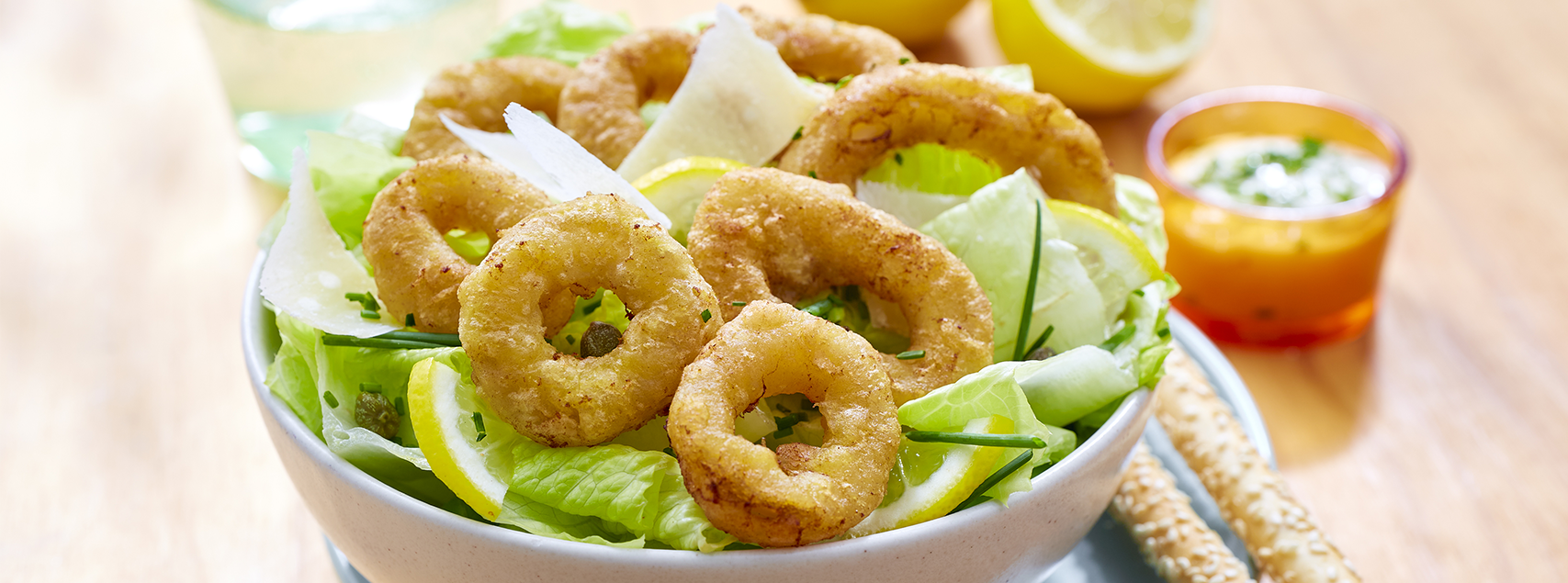 Calamar Romana nach Art des Caesar Salat