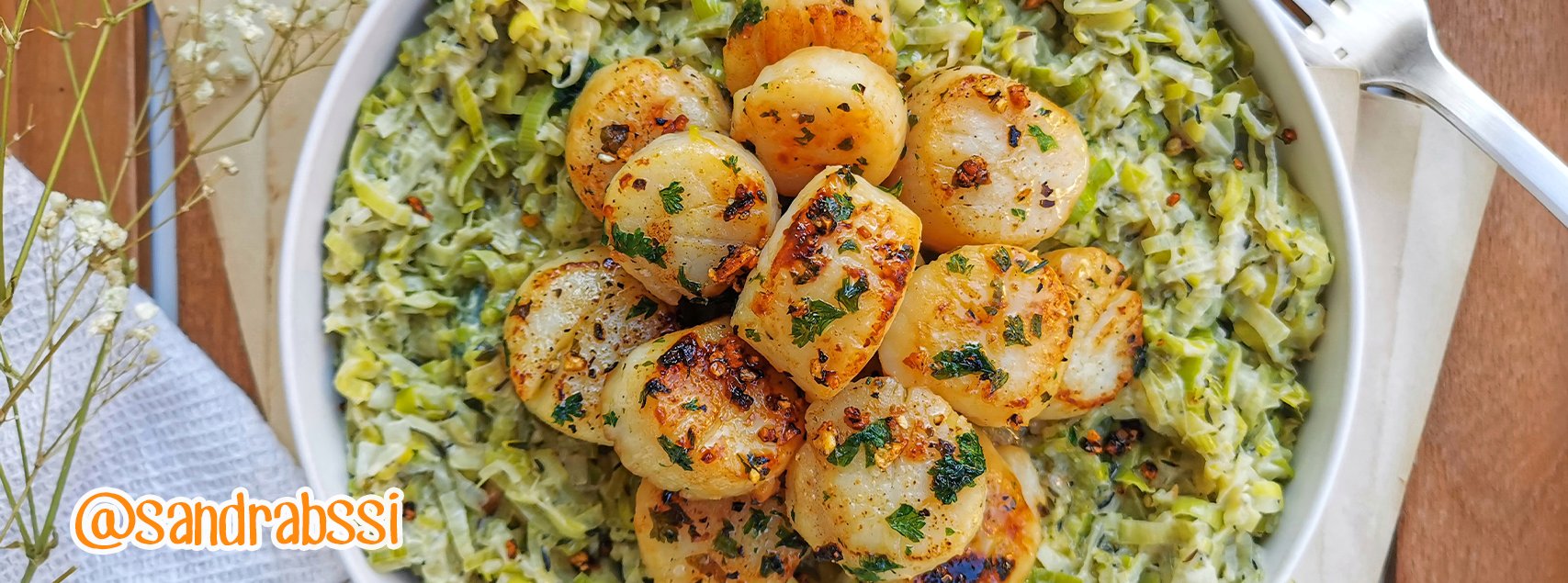 Kammmuscheln und Lauchfondue