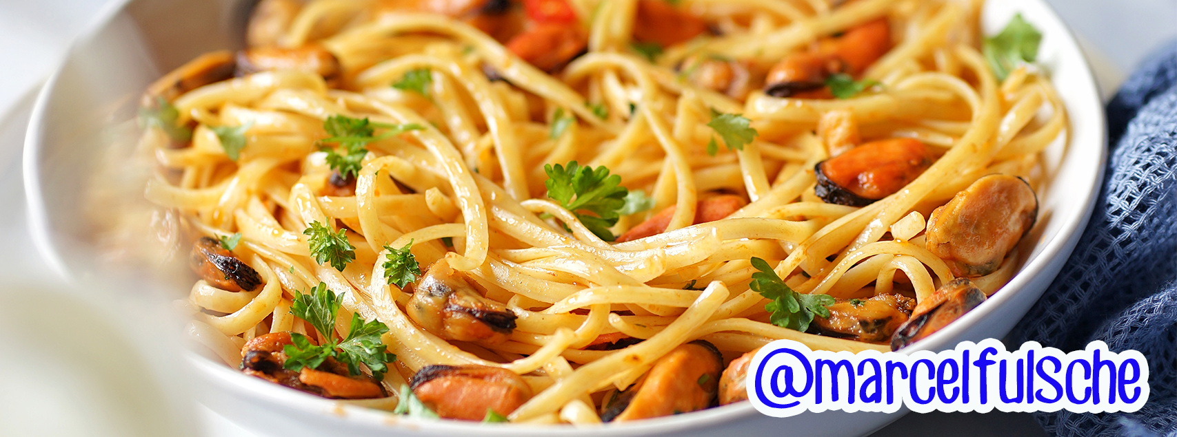 Spaghetti mit Muscheln in Sahnesauce
