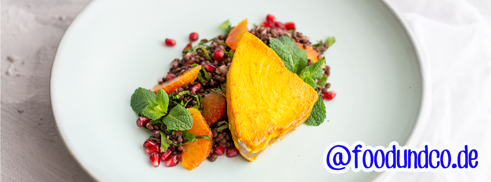 Thunfisch Medaillons mit orientalischem Linsensalat