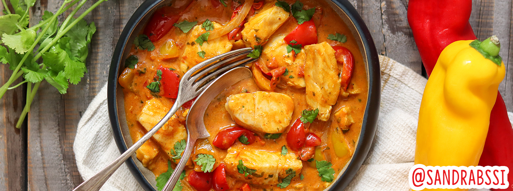 Kabeljau-Curry mit Paprika