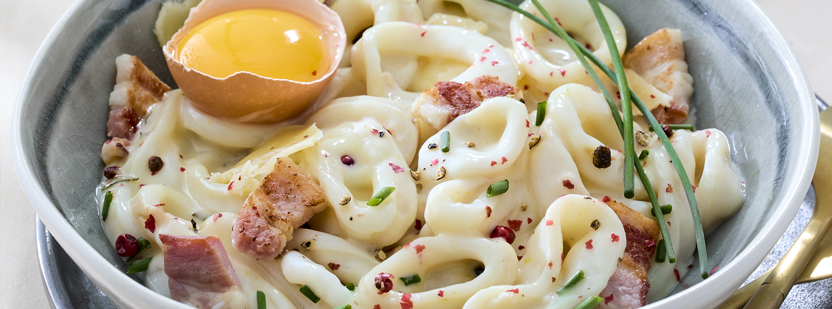 Tintenfisch-Carbonara